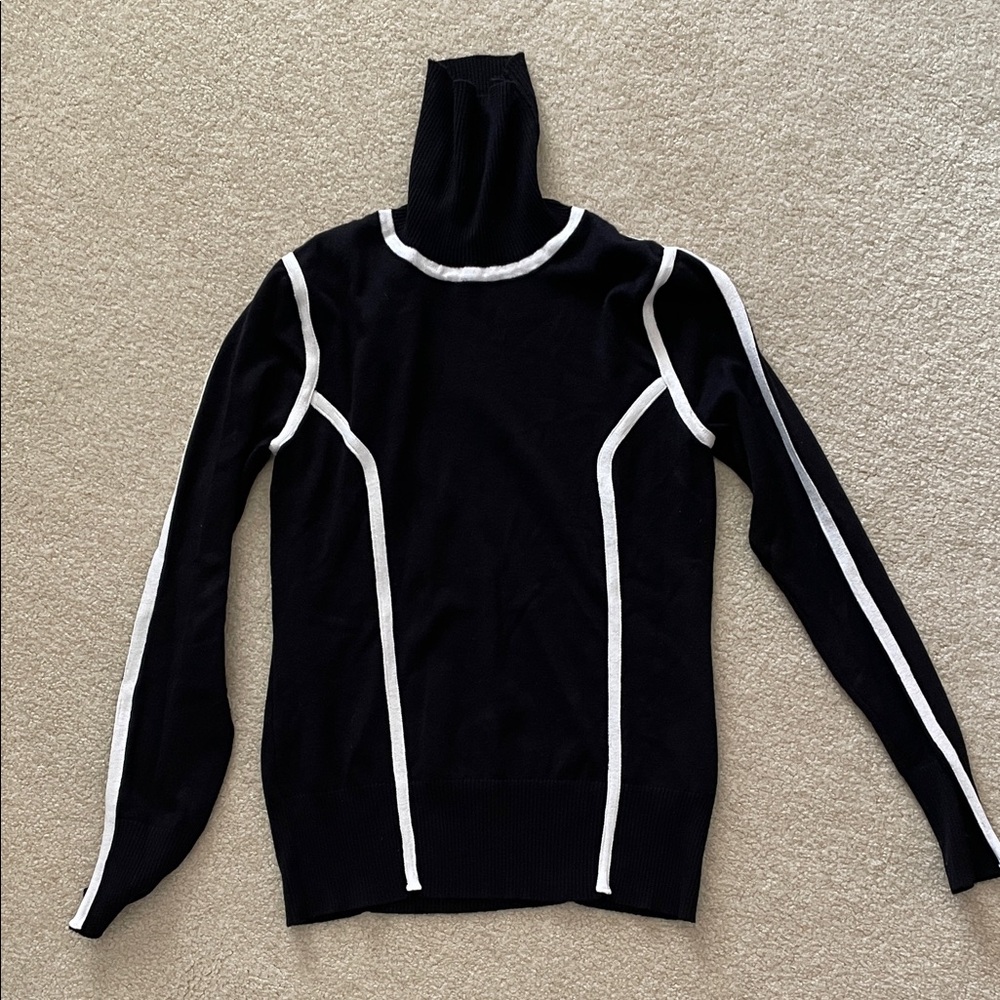 Black and White Women's Turtleneck Sweater